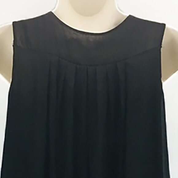 Sleeveless Lined Black Chiffon Top with Silver Metal Studded Neckline Moonair - Picture 5 of 5